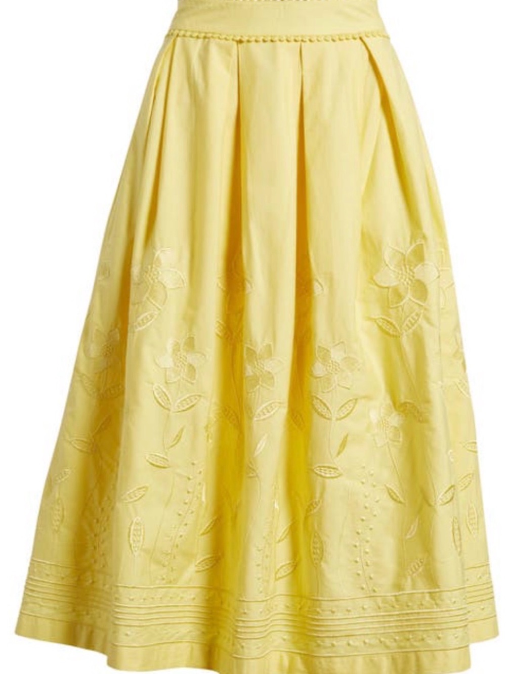 Avec Les Files Yellow Floral Embroidered A-Line Maxi Skirt XS